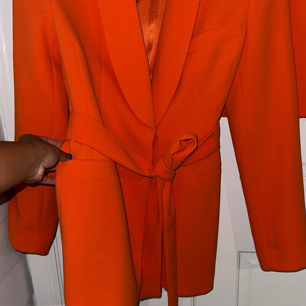 Zara Orange Tie-Waist Blazer with Mini Skirt - Picture 3 of 6